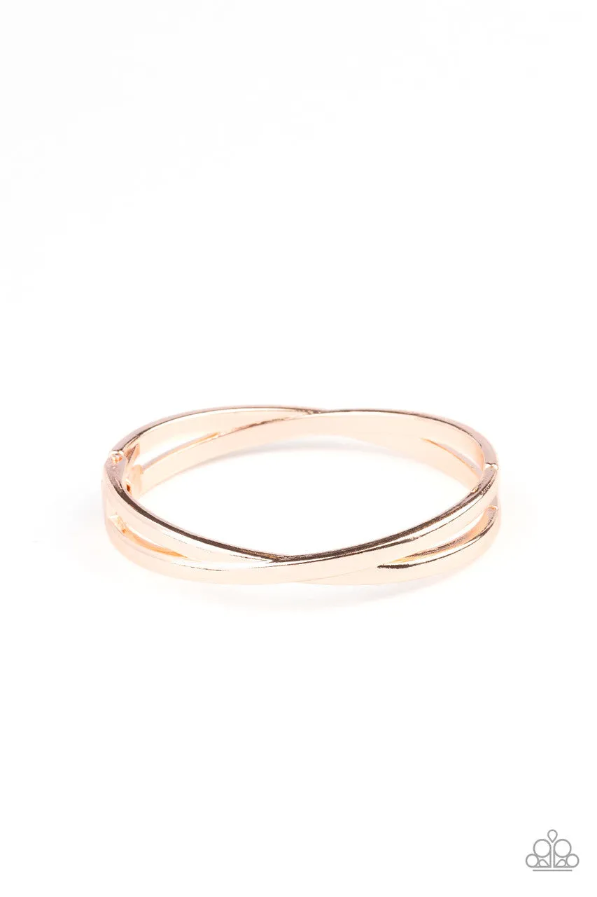 Crossing Over Rose Gold Paparazzi Bracelet