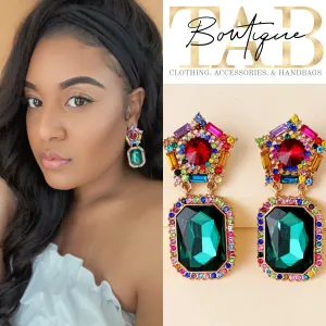 Crown Emerald Earrings