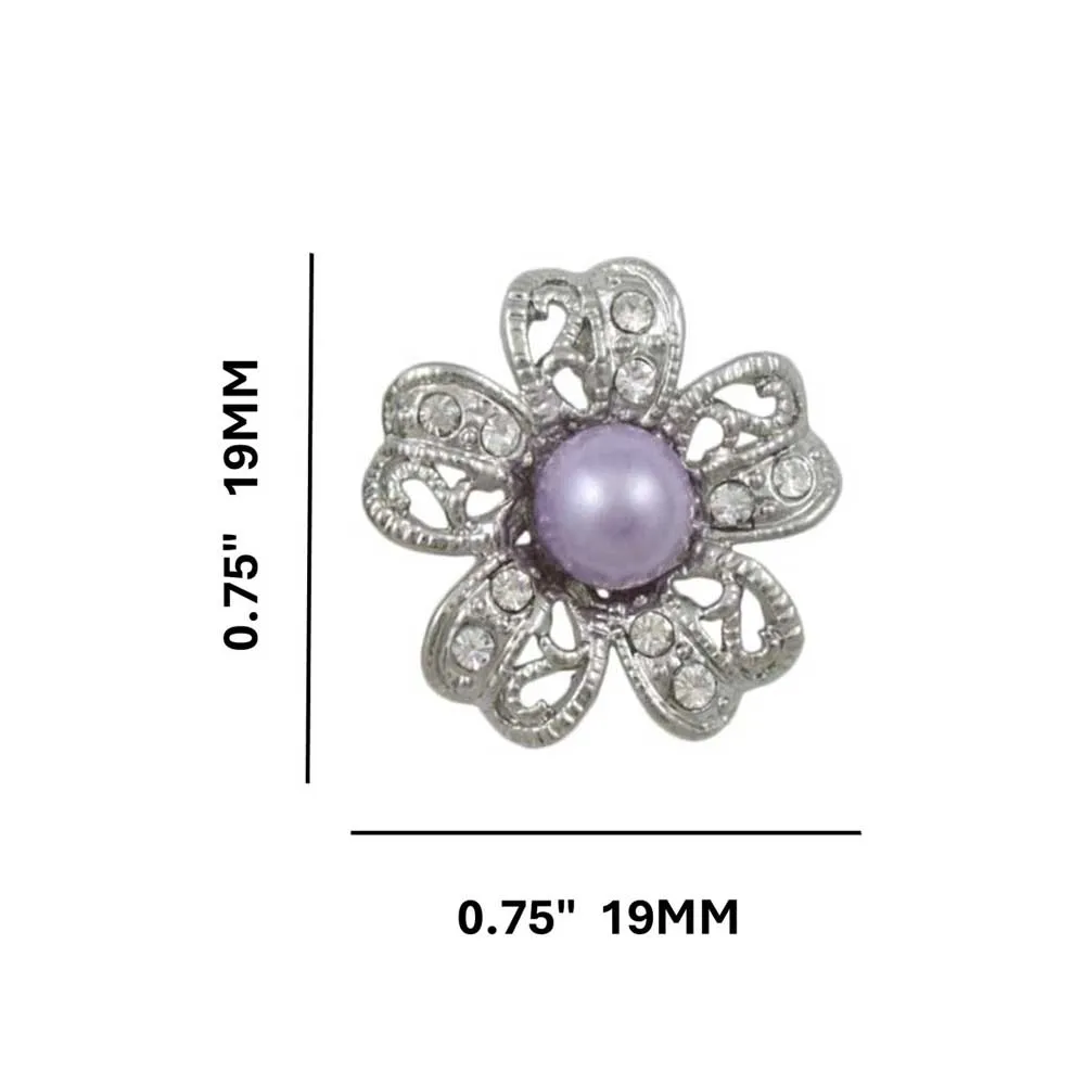 Crystal Flower with Purple Pearl Pierced Earring - PRE402