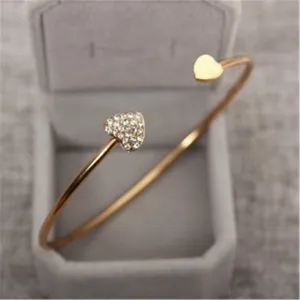 Cubic Zirconia & 18K Gold-Plated Heart Cuff