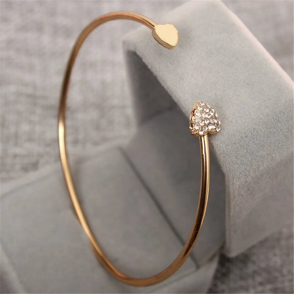Cubic Zirconia & 18K Gold-Plated Heart Cuff