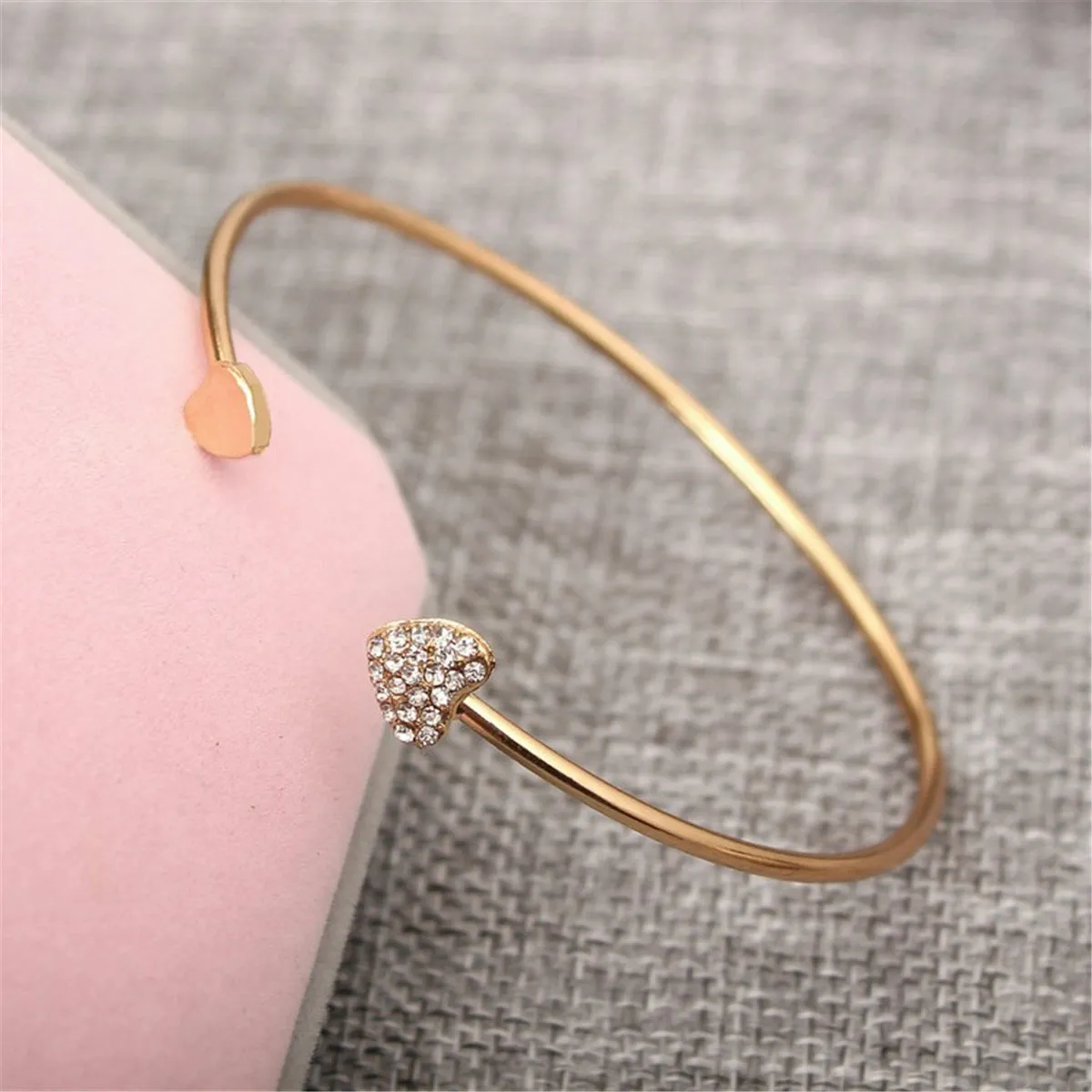Cubic Zirconia & 18K Gold-Plated Heart Cuff