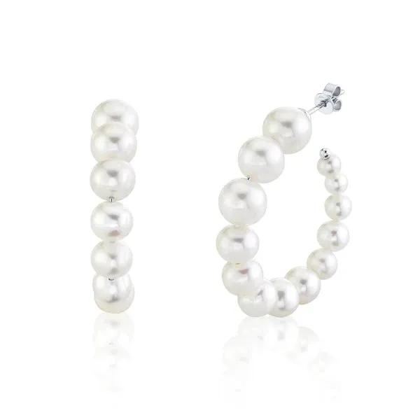 Cultured Pearl Hoop Earrings
