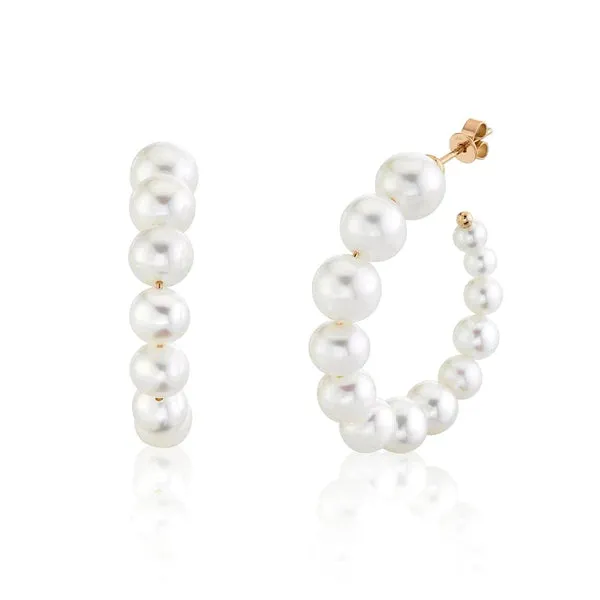 Cultured Pearl Hoop Earrings