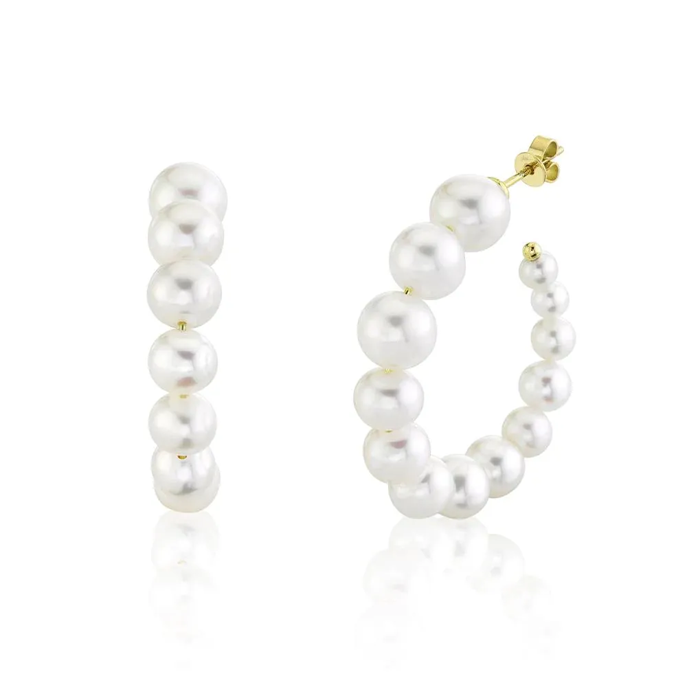 Cultured Pearl Hoop Earrings