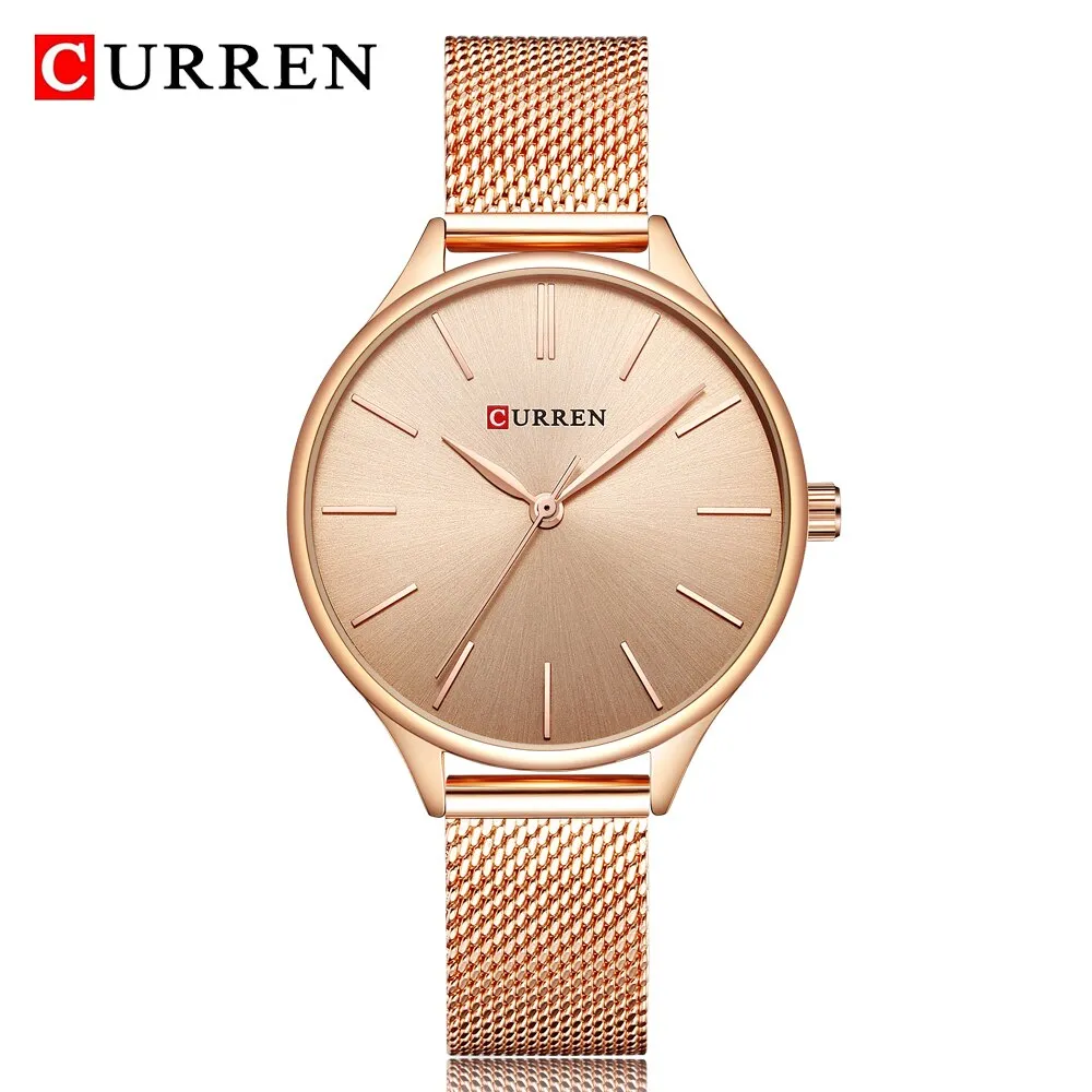 CURREN Fashion Rose Gold Women Watch Minimalism Elegant Luxury Lady Watches Waterproof Dress Wristwatch For Female Reloj Mujer