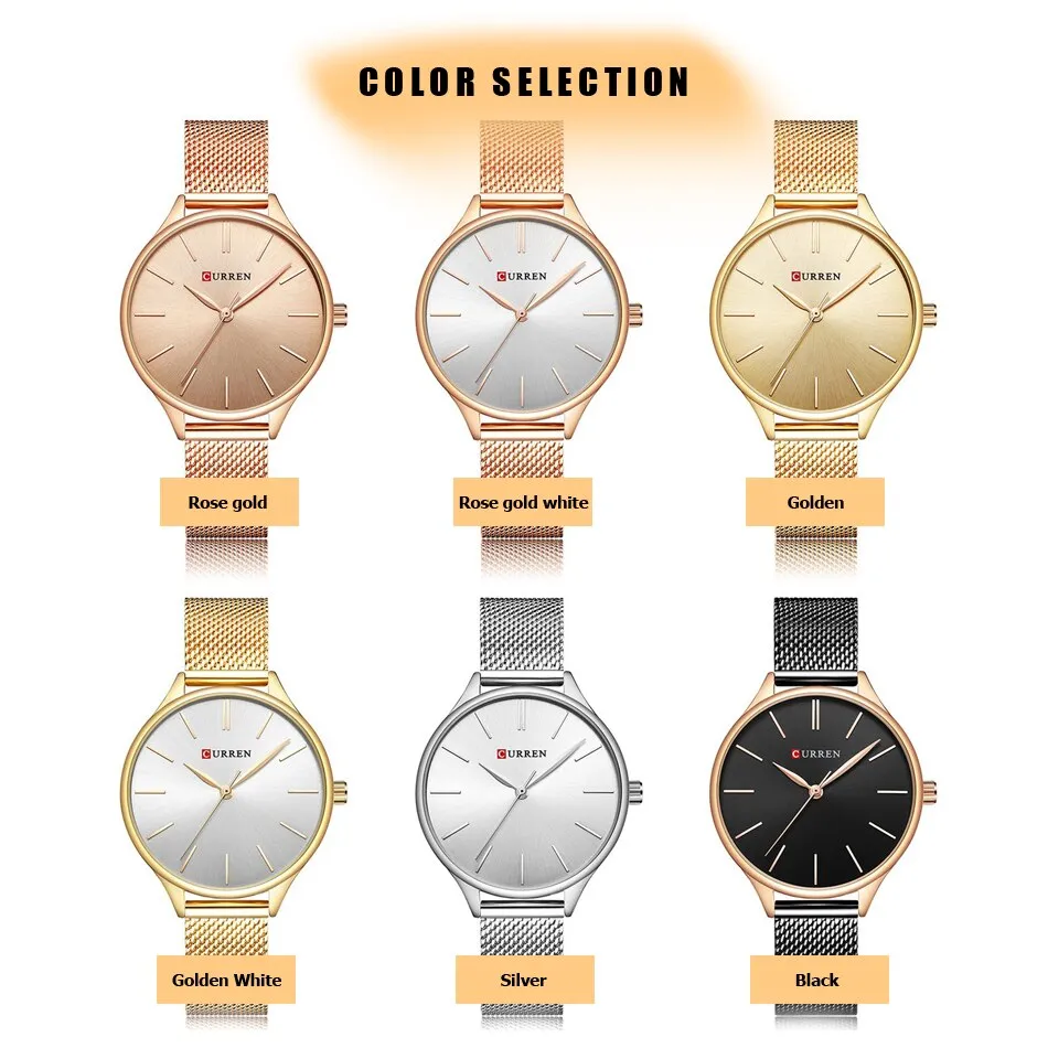 CURREN Fashion Rose Gold Women Watch Minimalism Elegant Luxury Lady Watches Waterproof Dress Wristwatch For Female Reloj Mujer