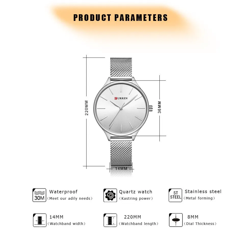 CURREN Fashion Rose Gold Women Watch Minimalism Elegant Luxury Lady Watches Waterproof Dress Wristwatch For Female Reloj Mujer