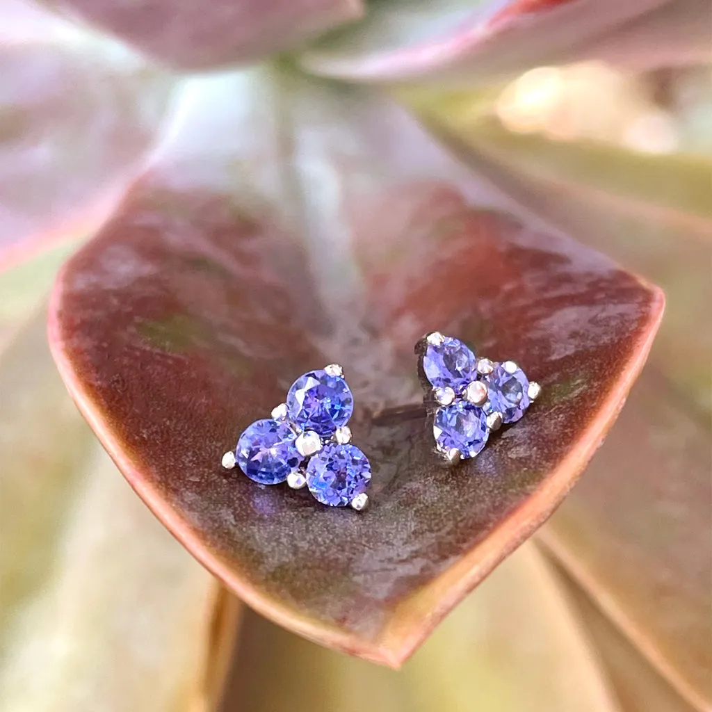 Cute Trilogy Tanzanite Stud Earrings