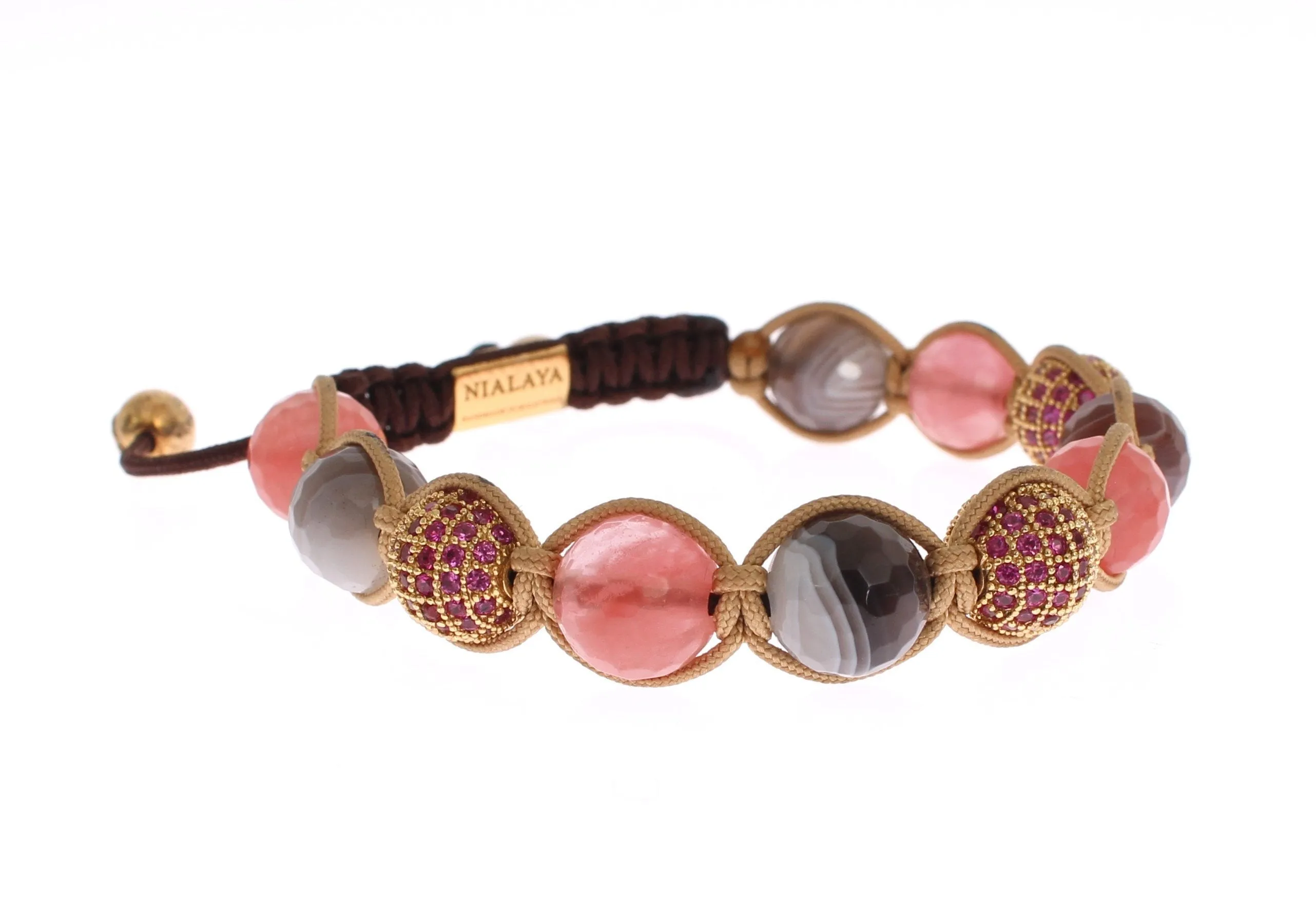 CZ Agate Quartz Gold 925 Silver Bracelet