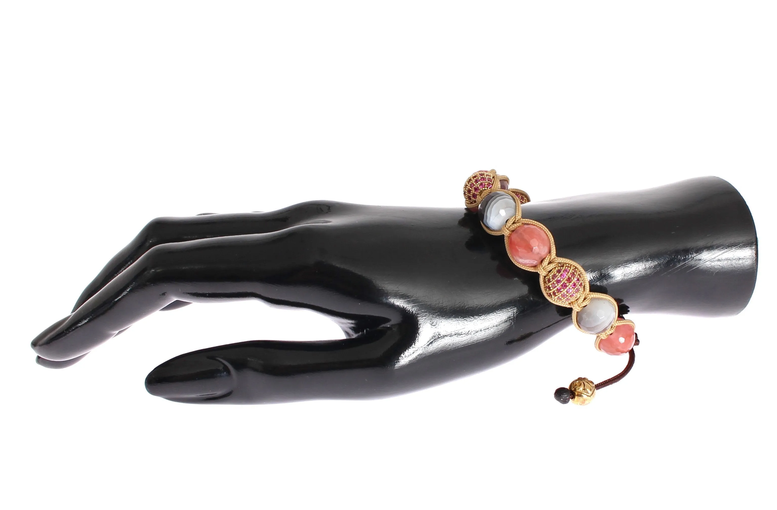 CZ Agate Quartz Gold 925 Silver Bracelet