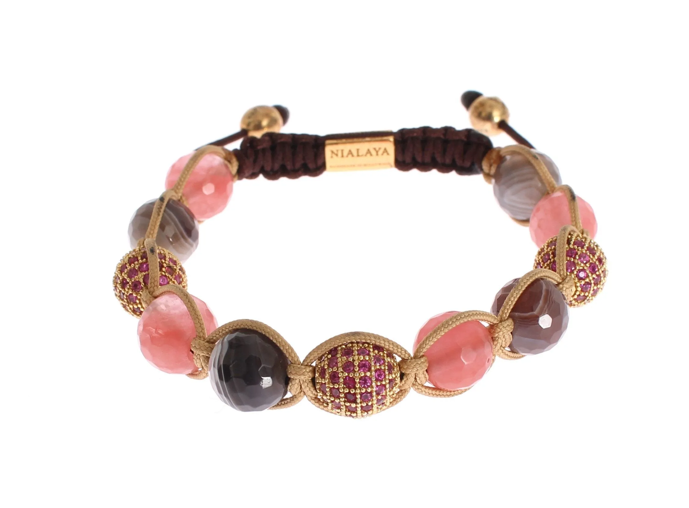 CZ Agate Quartz Gold 925 Silver Bracelet