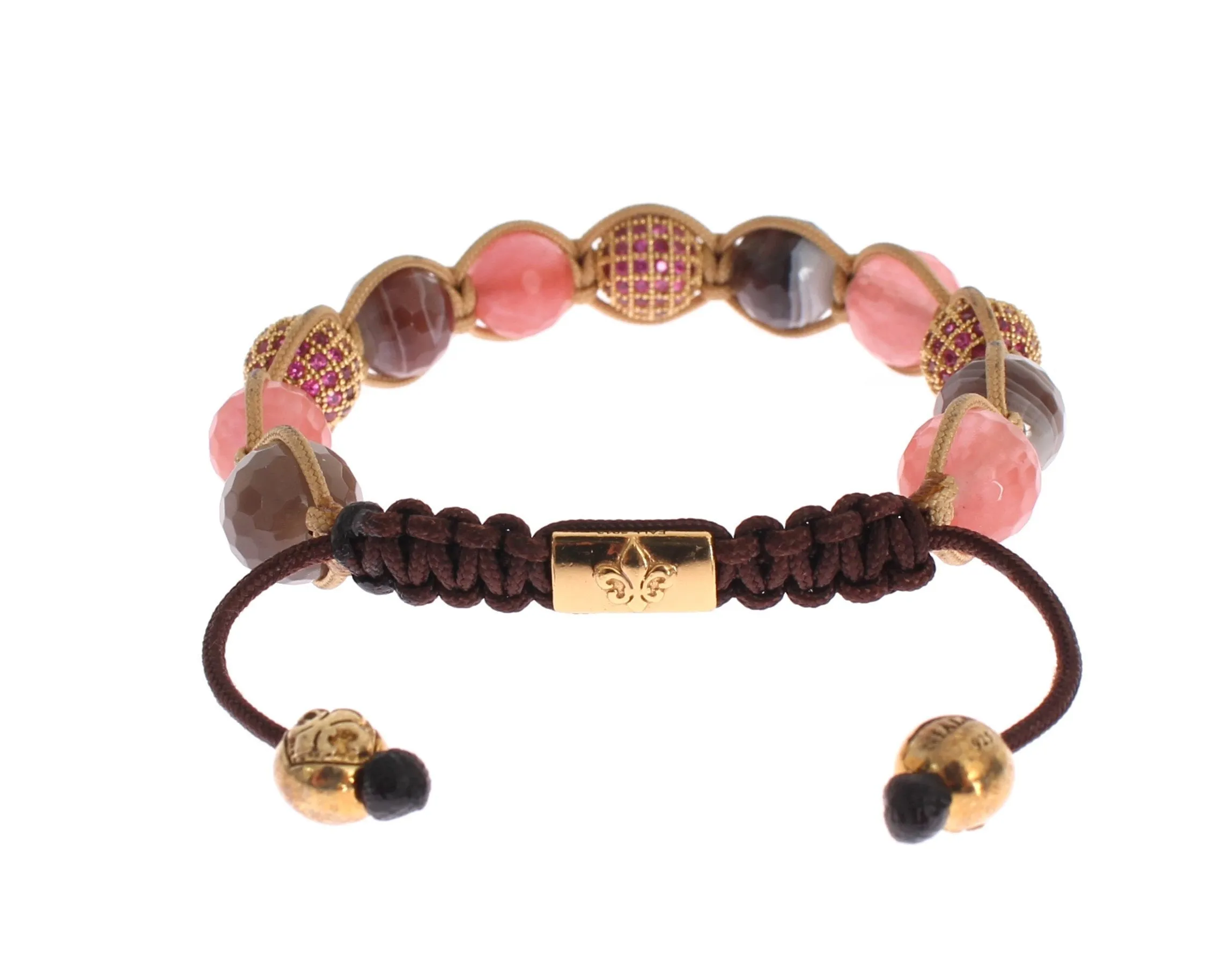 CZ Agate Quartz Gold 925 Silver Bracelet