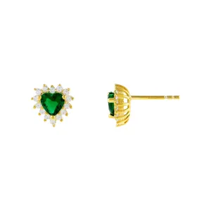 CZ Emerald Heart Stud Earring