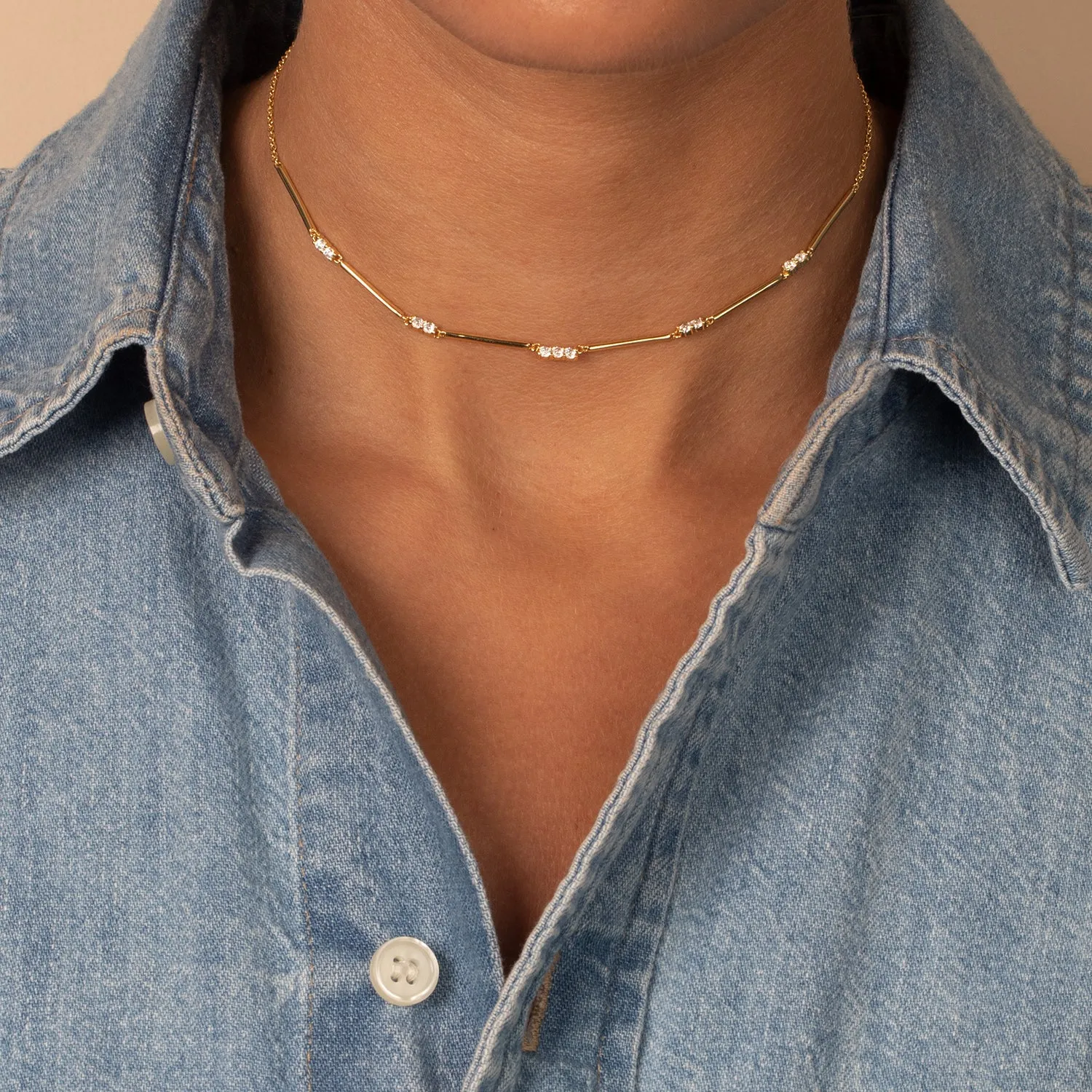 CZ X Bar Chain Necklace