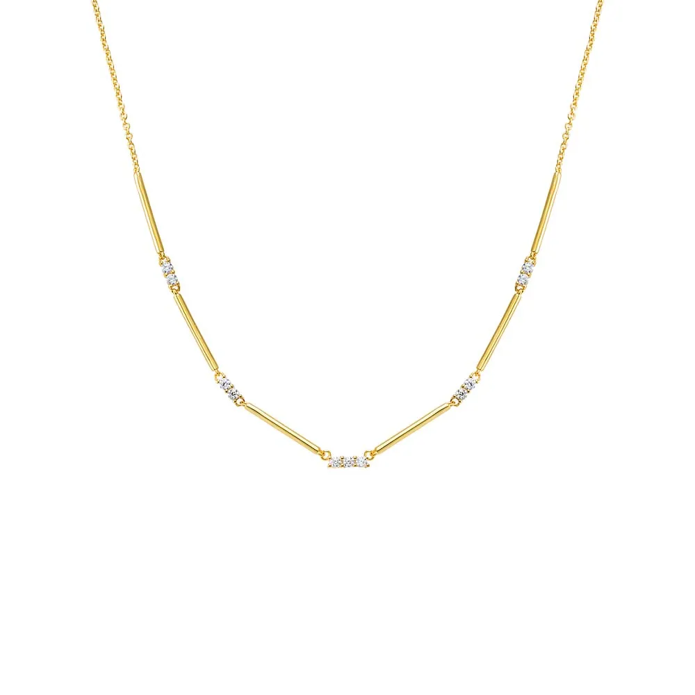 CZ X Bar Chain Necklace