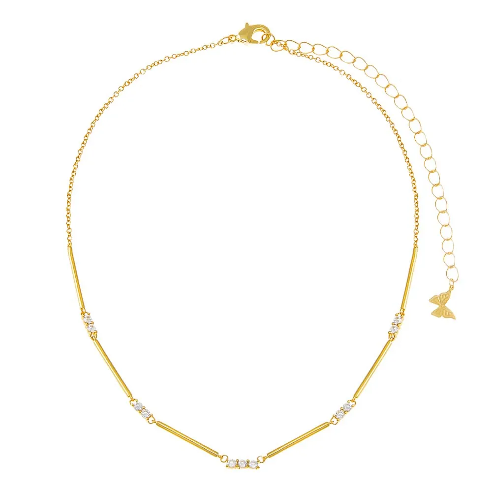 CZ X Bar Chain Necklace