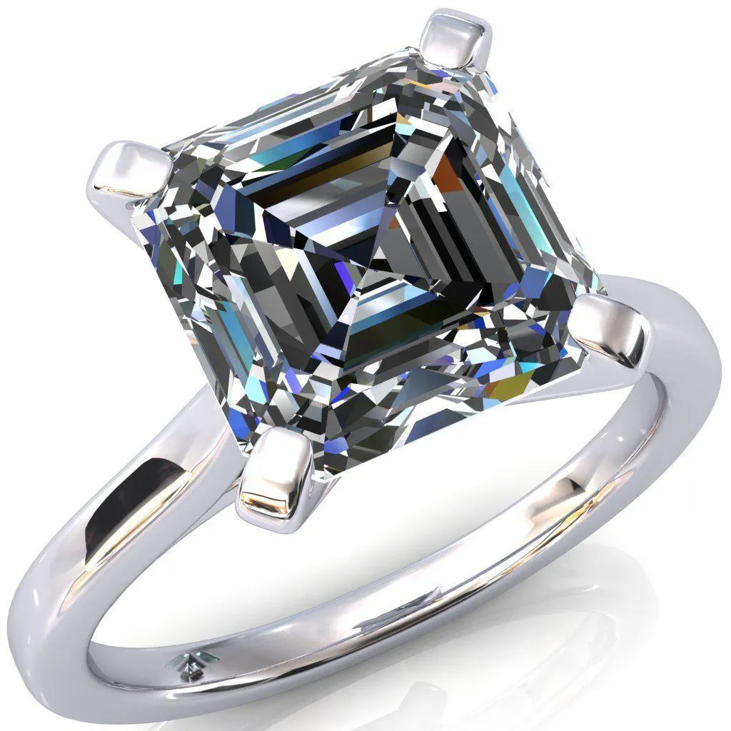 Darci Asscher Moissanite 4 Prong Cathedral Solitaire Engagement Ring