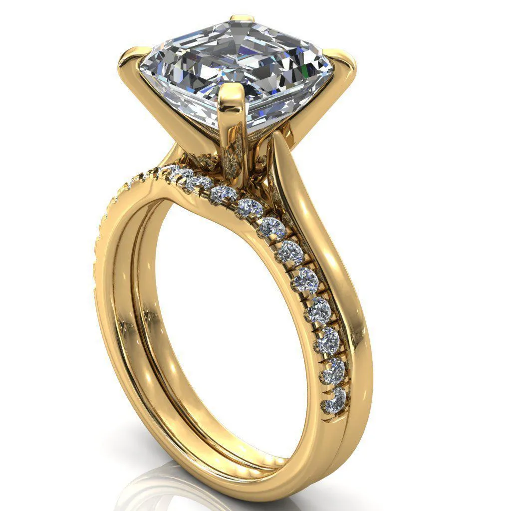 Darci Asscher Moissanite 4 Prong Cathedral Solitaire Engagement Ring