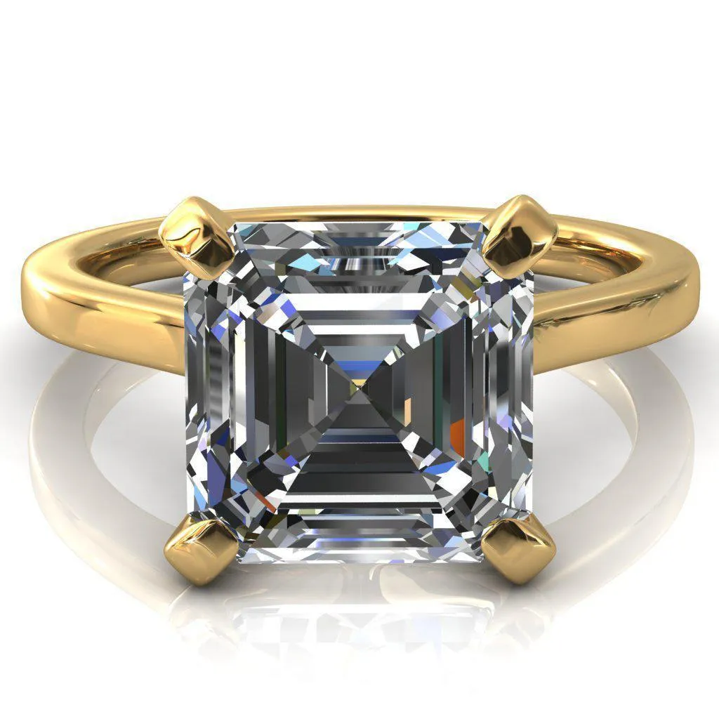 Darci Asscher Moissanite 4 Prong Cathedral Solitaire Engagement Ring