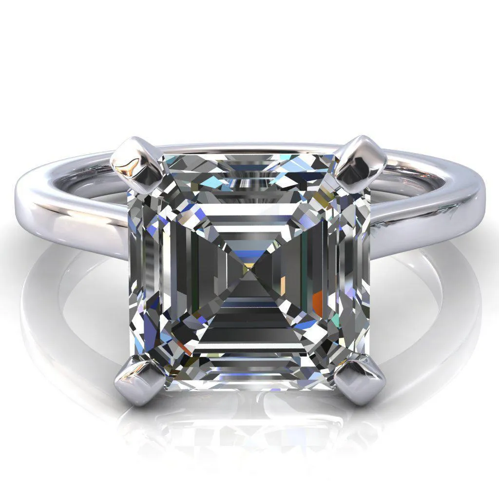 Darci Asscher Moissanite 4 Prong Cathedral Solitaire Engagement Ring