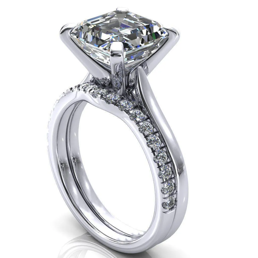 Darci Asscher Moissanite 4 Prong Cathedral Solitaire Engagement Ring