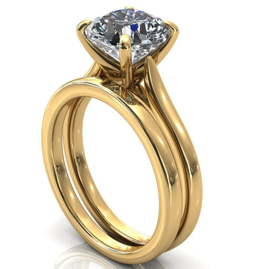 Darci Asscher Moissanite 4 Prong Cathedral Solitaire Engagement Ring