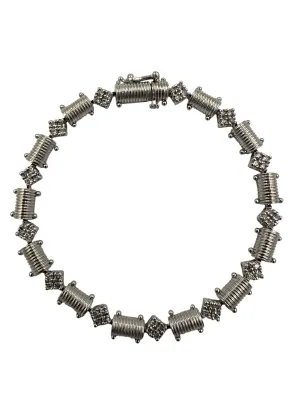 Diamond 14k White Gold Link Bracelet 7.25" Long