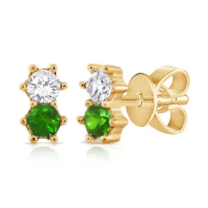 Diamond & Emerald Duo Stud Earring
