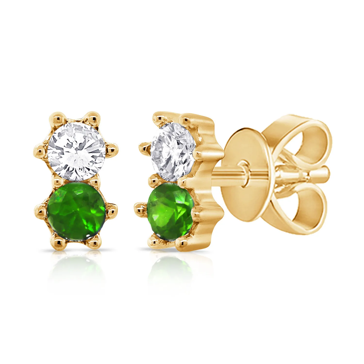Diamond & Emerald Duo Stud Earring