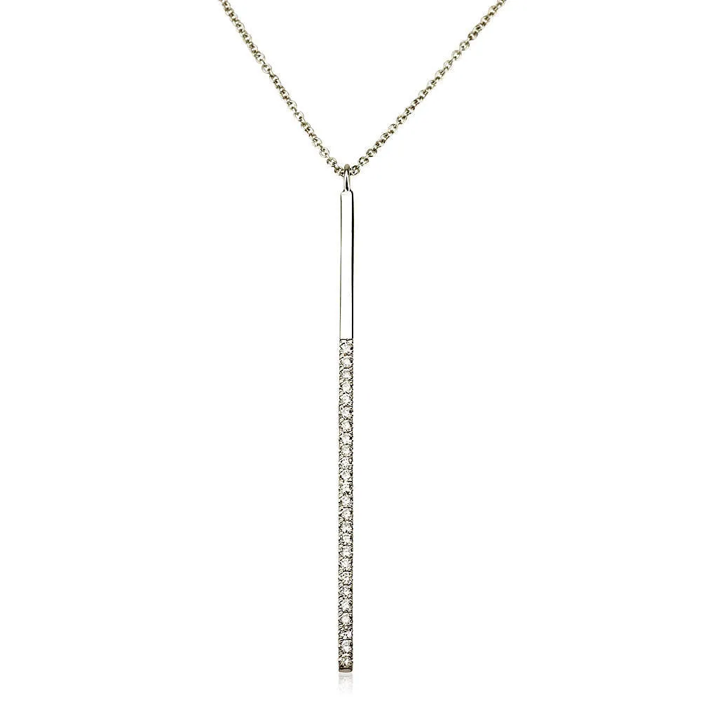 Diamond Bar Necklace - Diamond Lariat Necklace
