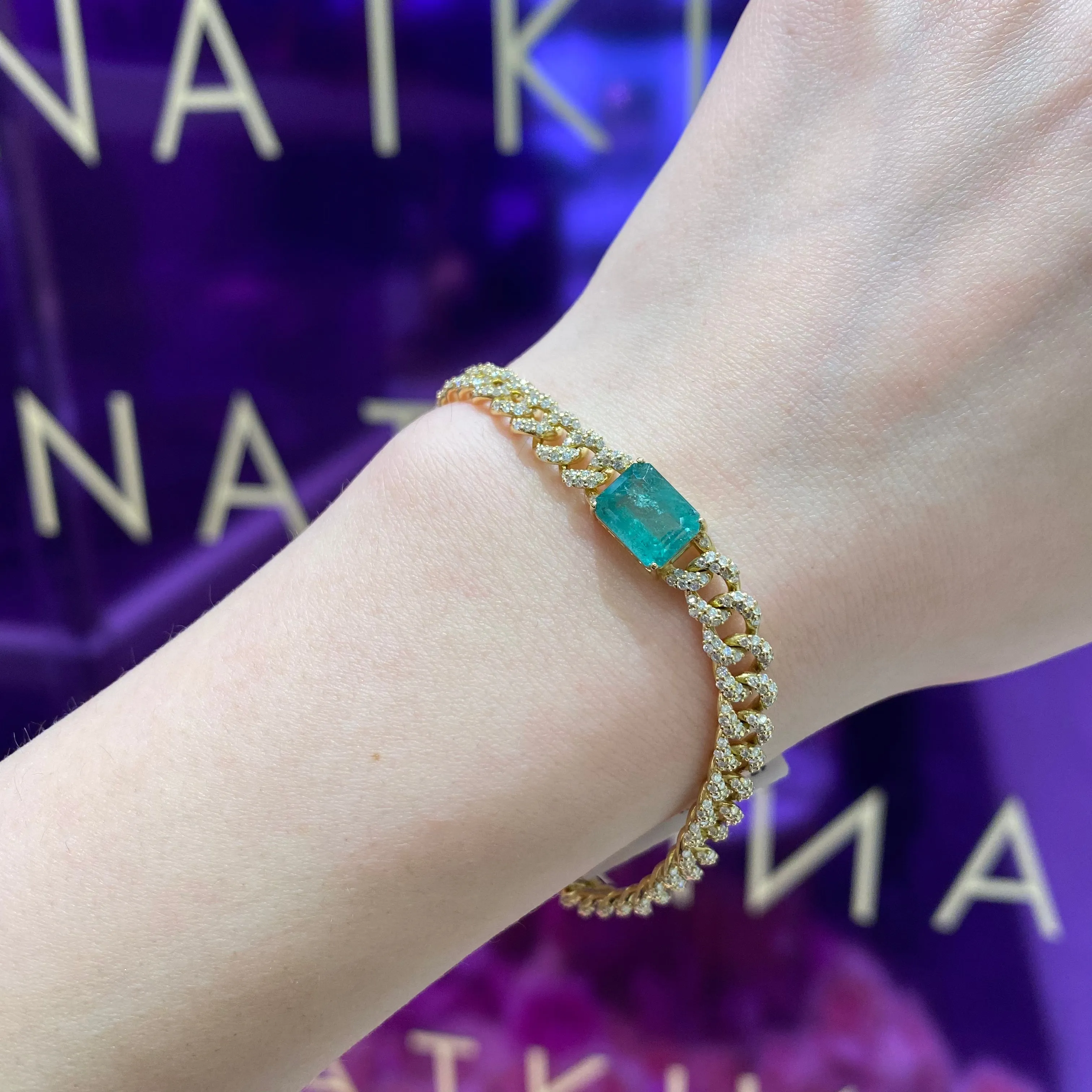 Diamond BRACELET 18K with Emerald Yellow Gold