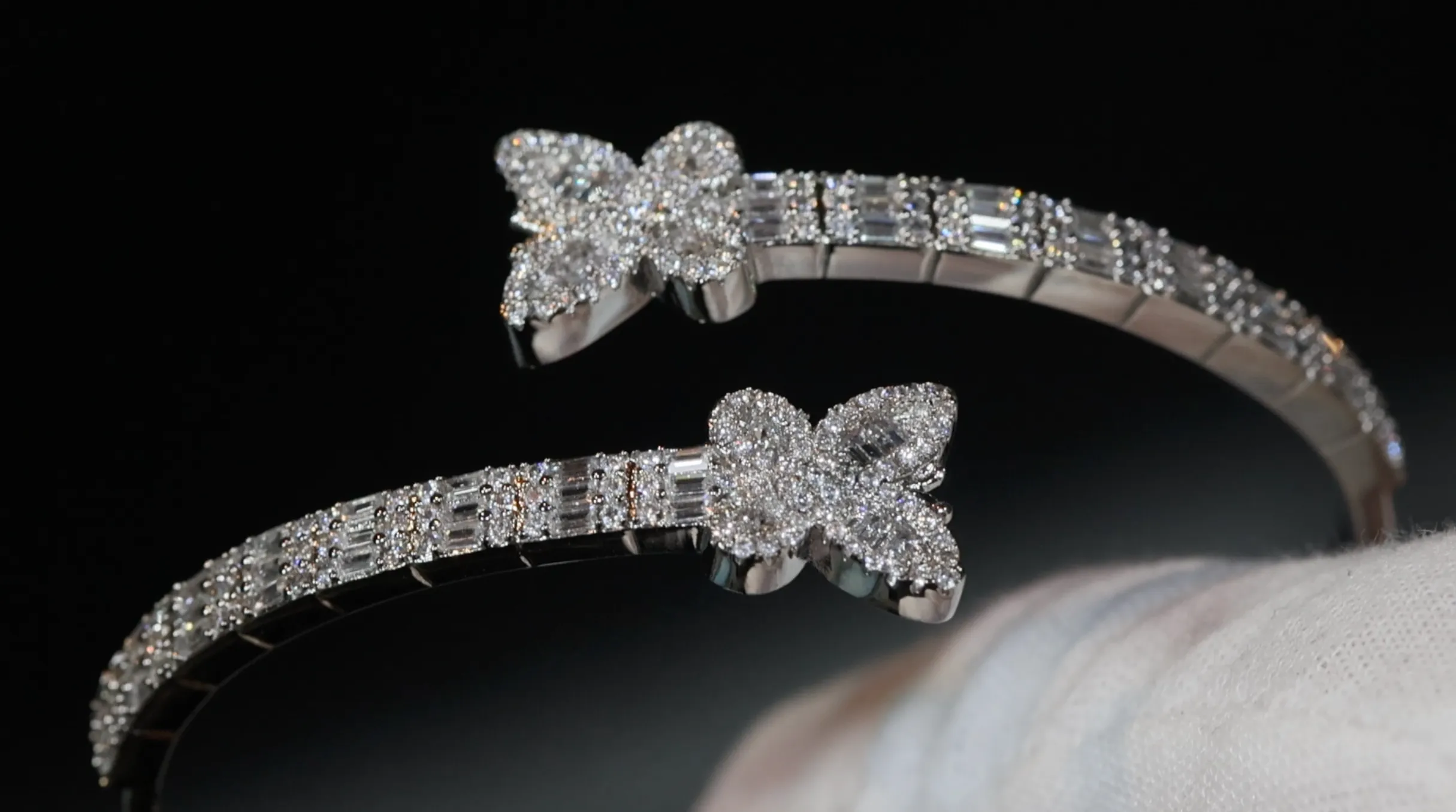 Diamond Butterfly Bracelet | Iced Bracelet | Butterfly Bracelet | Diamond Butterfly Bangle | Baguette Bracelet