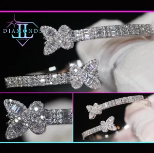 Diamond Butterfly Bracelet | Iced Bracelet | Butterfly Bracelet | Diamond Butterfly Bangle | Baguette Bracelet