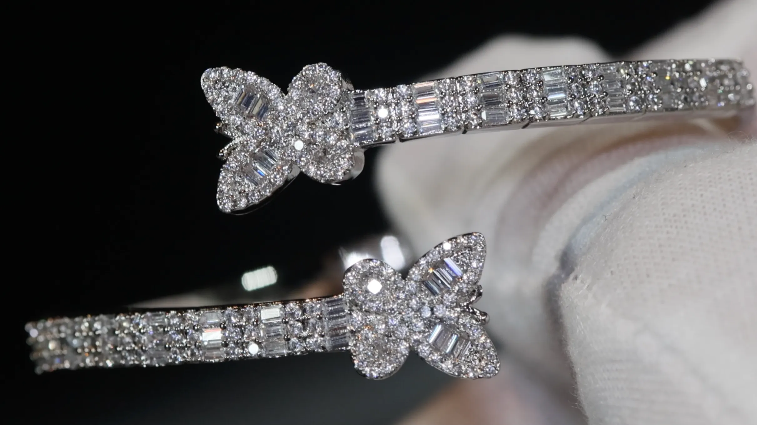 Diamond Butterfly Bracelet | Iced Bracelet | Butterfly Bracelet | Diamond Butterfly Bangle | Baguette Bracelet