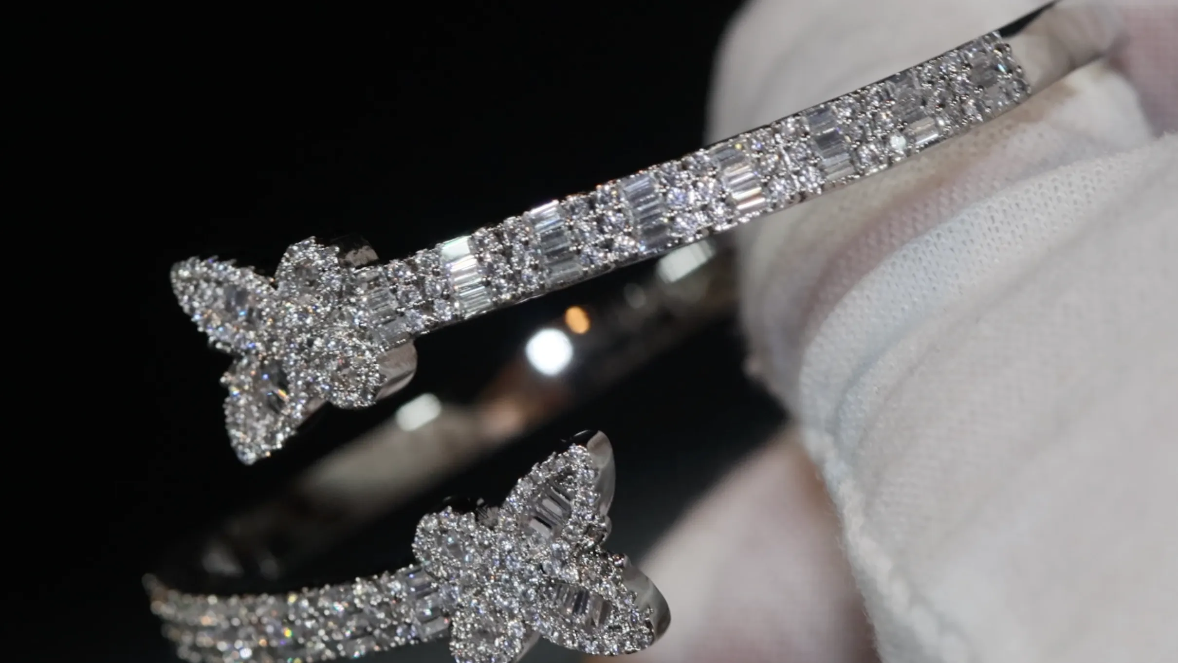 Diamond Butterfly Bracelet | Iced Bracelet | Butterfly Bracelet | Diamond Butterfly Bangle | Baguette Bracelet