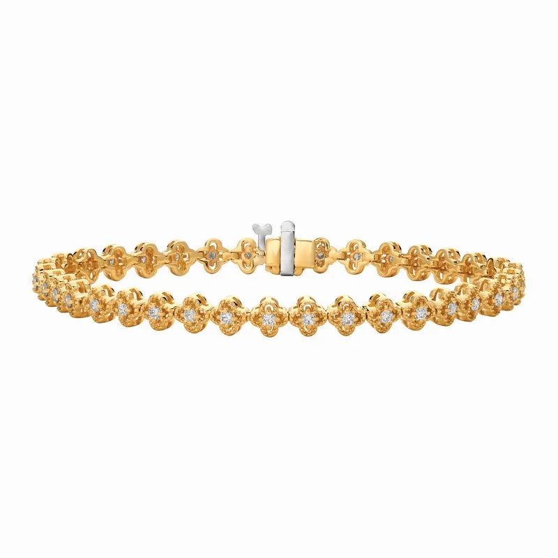 DIAMOND CLOVER LEAF BRACELET 14K GOLD (1.02 CTW)