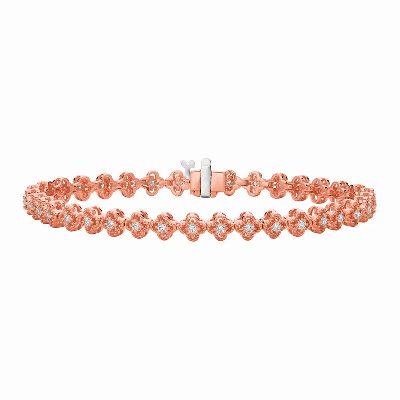 DIAMOND CLOVER LEAF BRACELET 14K GOLD (1.02 CTW)