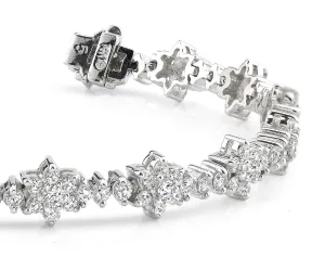 Diamond Cluster Diamond Bracelet with 5.10 ct.(finished) 1.9mm, 2.2mm, 2.6mm