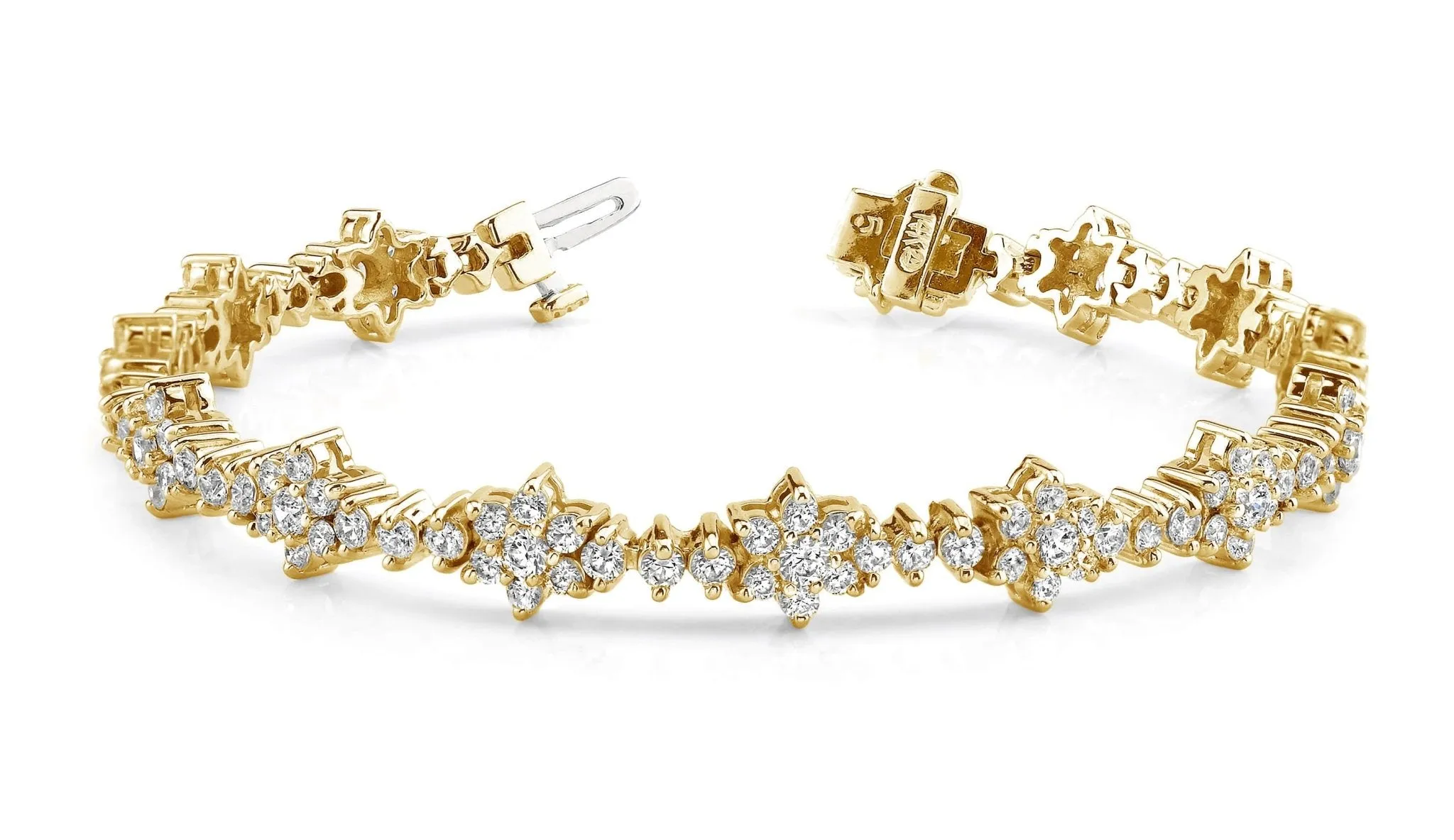 Diamond Cluster Diamond Bracelet with 5.10 ct.(finished) 1.9mm, 2.2mm, 2.6mm