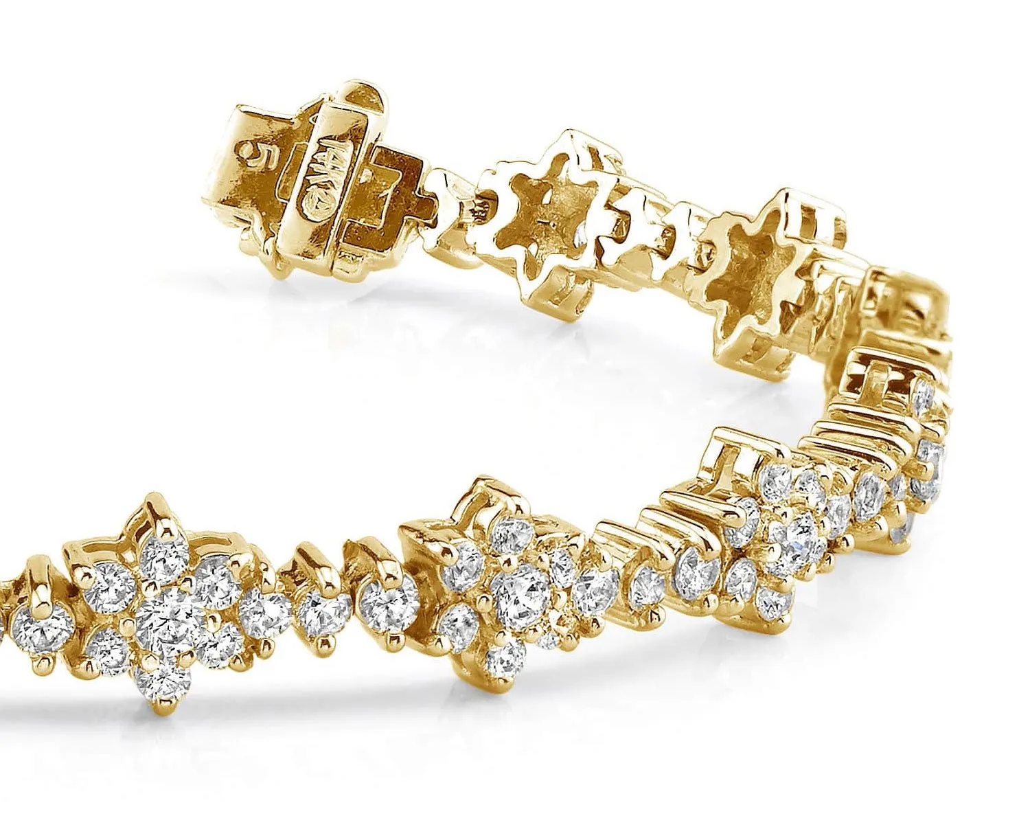 Diamond Cluster Diamond Bracelet with 5.10 ct.(finished) 1.9mm, 2.2mm, 2.6mm