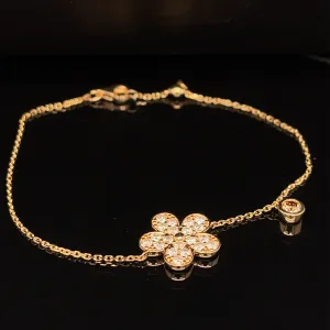 Diamond Cluster Flower Toi et Moi Bracelet in 18k Yellow Gold - #497 - BRDIA091001