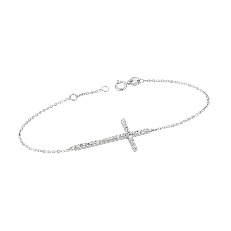 DIAMOND CROSS BRACELET 14K GOLD (0.2 CTW)