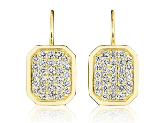 Diamond Emerald Shape Earrings