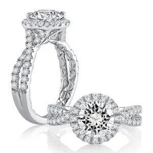 Diamond Halo and Diamond Twist Engagement Ring