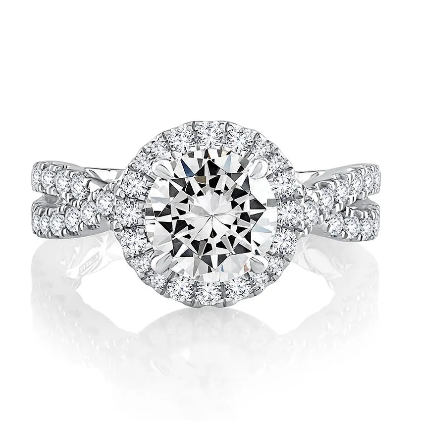 Diamond Halo and Diamond Twist Engagement Ring