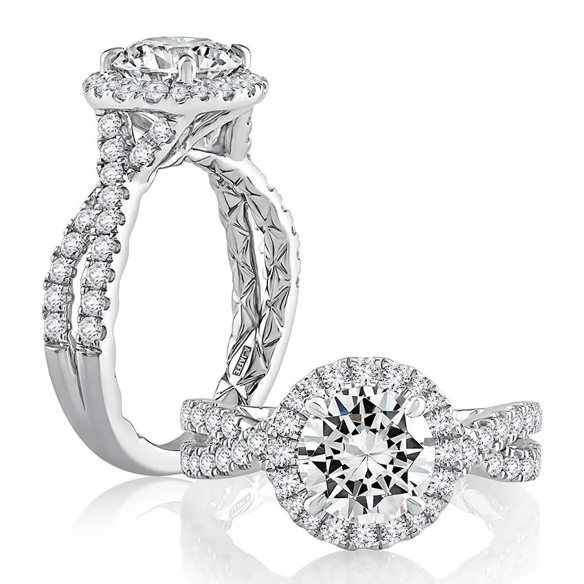 Diamond Halo and Diamond Twist Engagement Ring