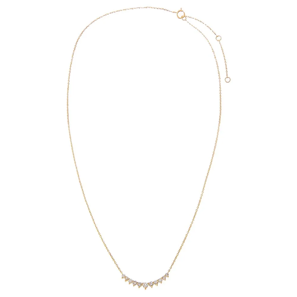 Diamond Large Graduated Curved Bar Necklace 14K