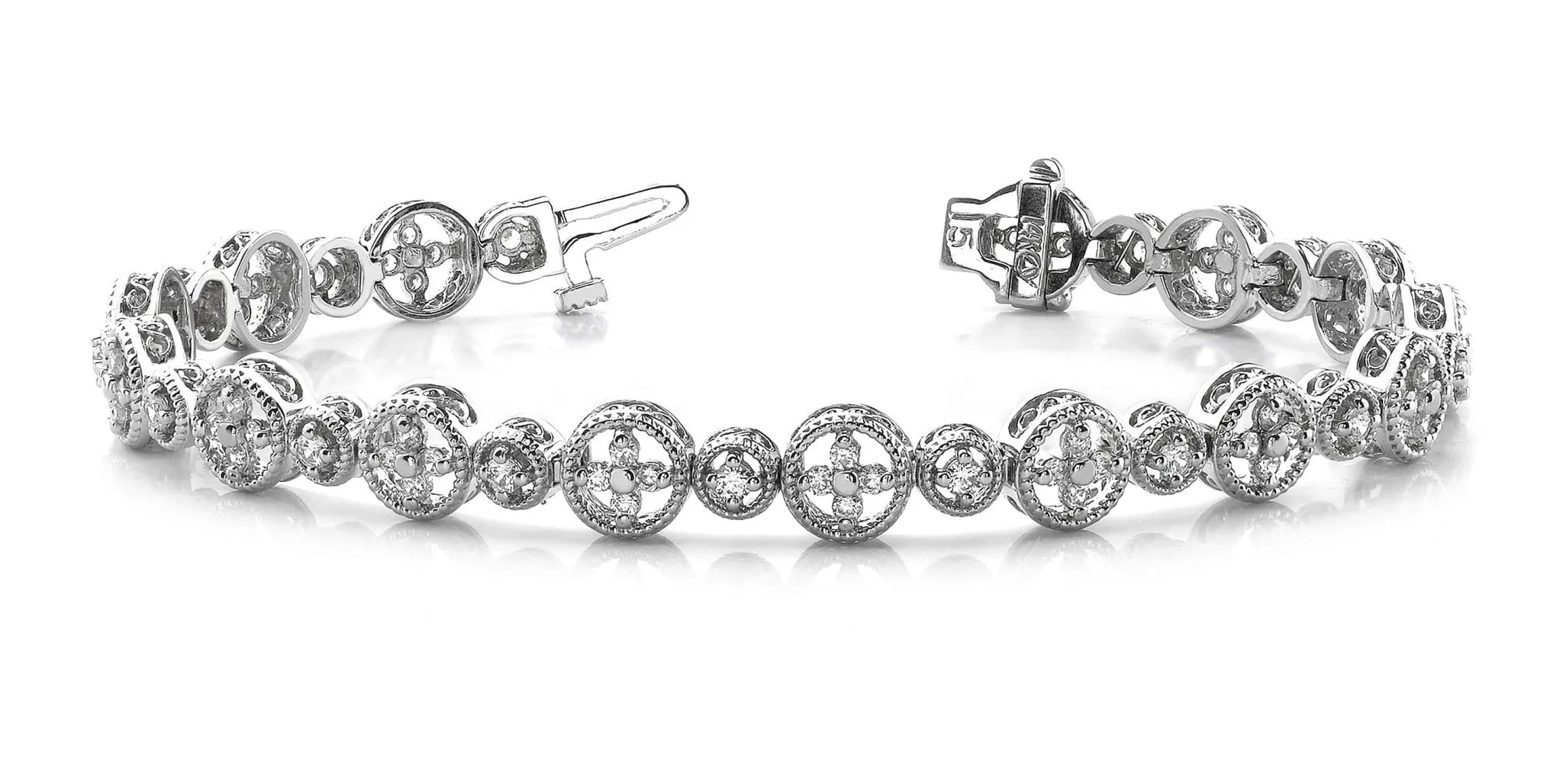 Diamond Sand Dollar Diamond Bracelet with 1.40 ct.(finished) 1.5mm, 2mm
