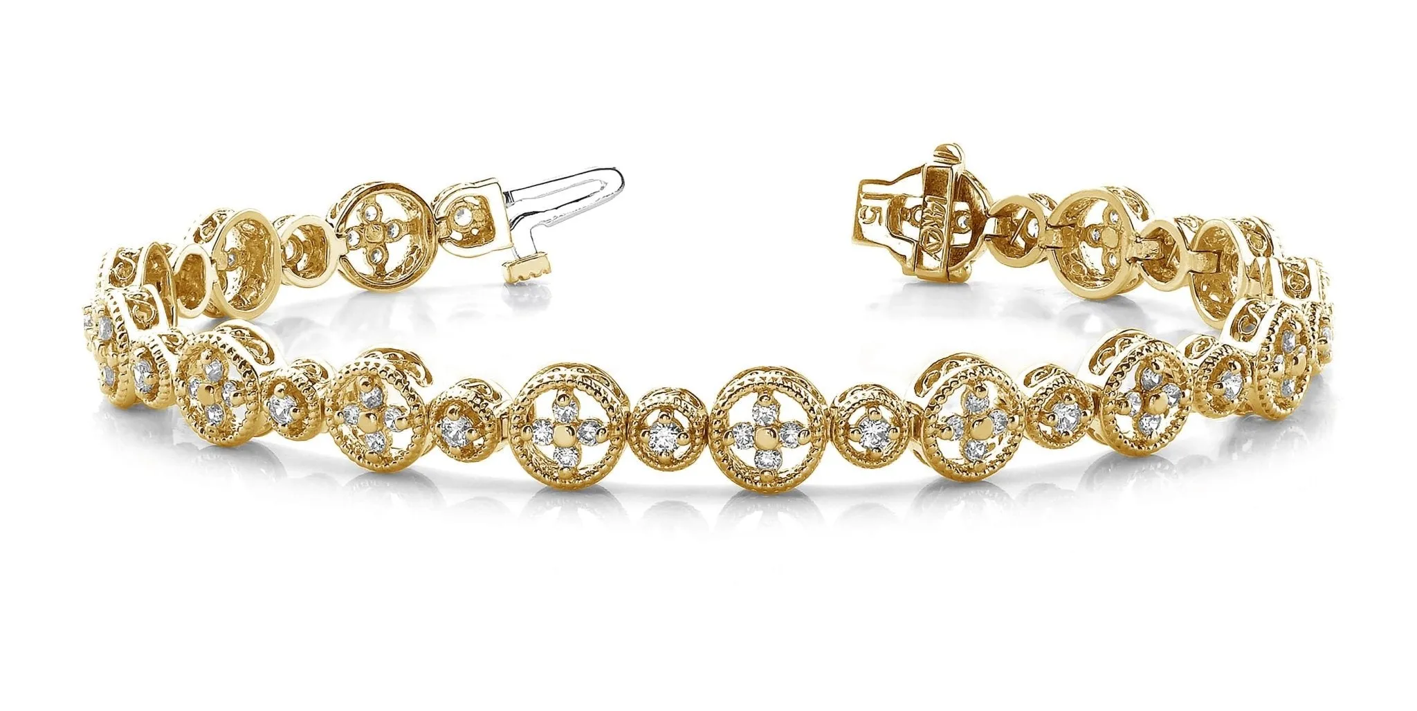 Diamond Sand Dollar Diamond Bracelet with 1.40 ct.(finished) 1.5mm, 2mm